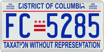 DC license plate FC5285