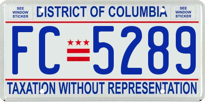 DC license plate FC5289