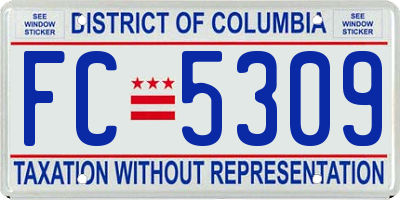 DC license plate FC5309