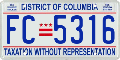 DC license plate FC5316