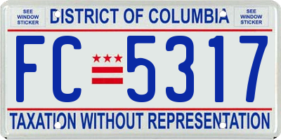 DC license plate FC5317