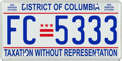 DC license plate FC5333