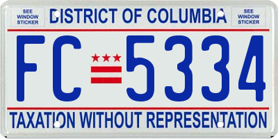 DC license plate FC5334