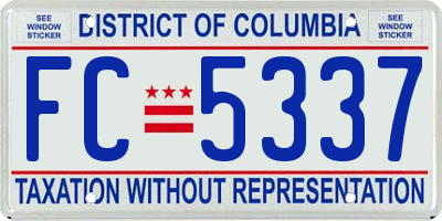 DC license plate FC5337