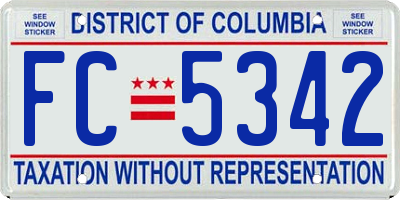 DC license plate FC5342