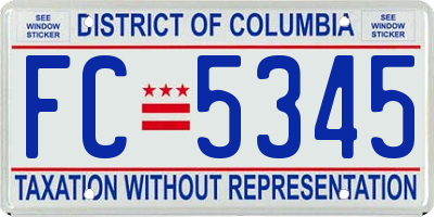 DC license plate FC5345