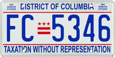 DC license plate FC5346