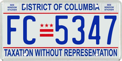 DC license plate FC5347