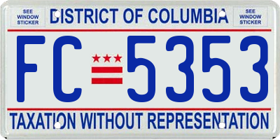 DC license plate FC5353