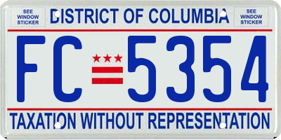 DC license plate FC5354