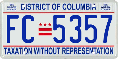 DC license plate FC5357