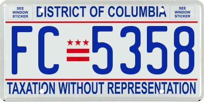 DC license plate FC5358