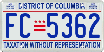 DC license plate FC5362