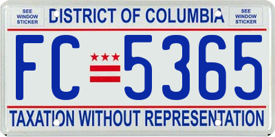 DC license plate FC5365