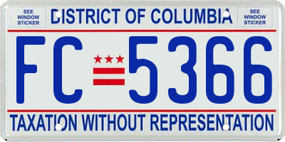 DC license plate FC5366