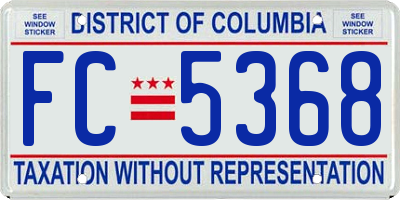 DC license plate FC5368