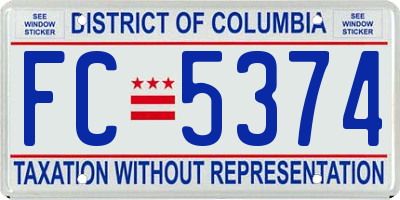 DC license plate FC5374