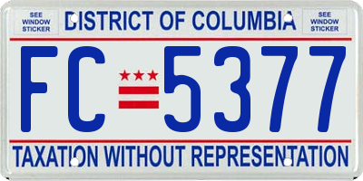 DC license plate FC5377