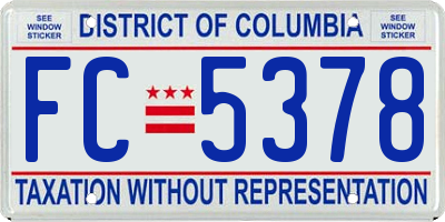 DC license plate FC5378