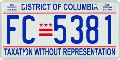 DC license plate FC5381