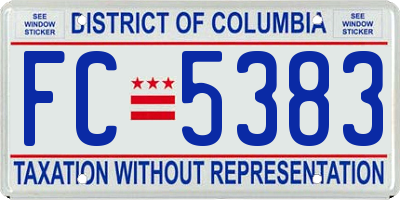 DC license plate FC5383