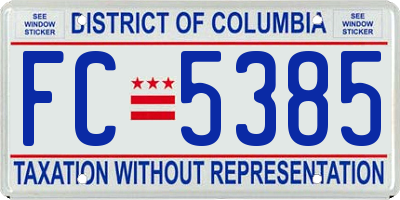 DC license plate FC5385