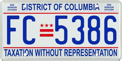 DC license plate FC5386