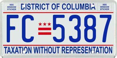 DC license plate FC5387