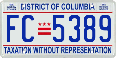 DC license plate FC5389