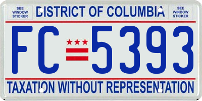 DC license plate FC5393