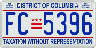 DC license plate FC5396