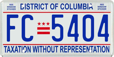 DC license plate FC5404