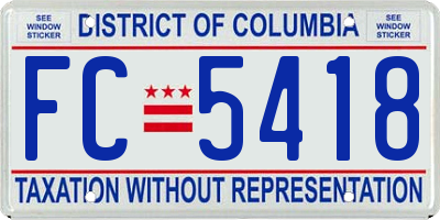 DC license plate FC5418