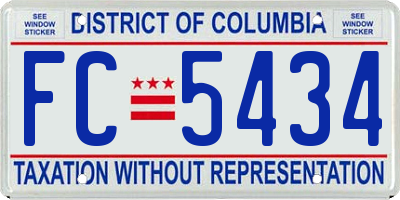 DC license plate FC5434