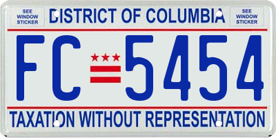 DC license plate FC5454