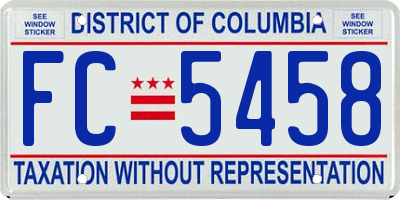 DC license plate FC5458