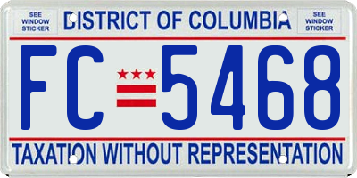 DC license plate FC5468