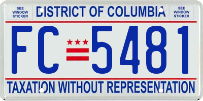 DC license plate FC5481