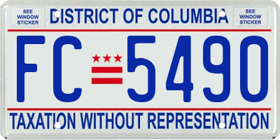 DC license plate FC5490