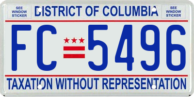 DC license plate FC5496