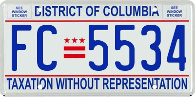 DC license plate FC5534