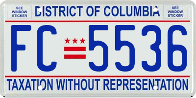 DC license plate FC5536