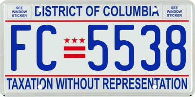 DC license plate FC5538