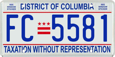 DC license plate FC5581