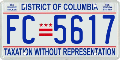 DC license plate FC5617