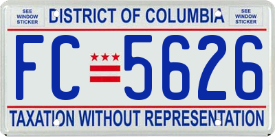 DC license plate FC5626