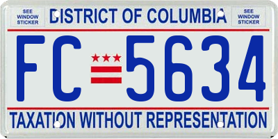 DC license plate FC5634