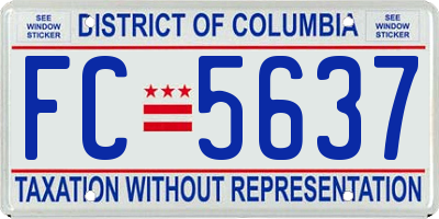 DC license plate FC5637