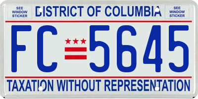 DC license plate FC5645