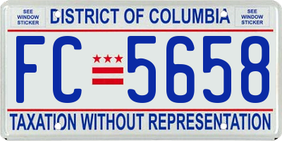 DC license plate FC5658